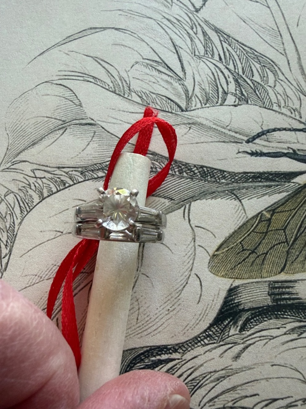 Diamonique Silver-Tone Ring with Clear Center Stone